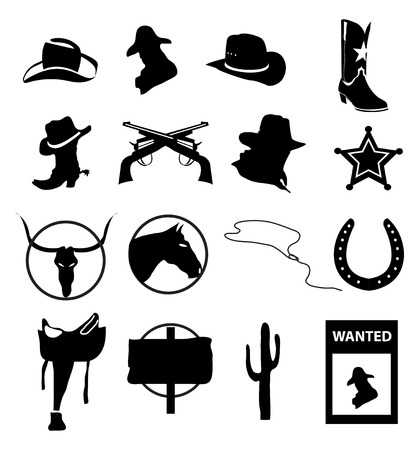 Cowboy icons setのイラスト素材