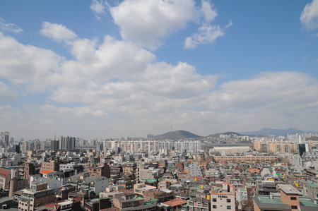Seoul skyline at noon, South koreaの写真素材