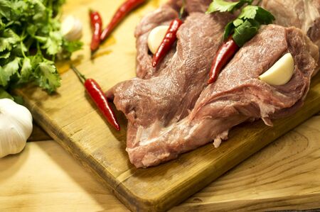 Beef meat. It's time to cook dinner.の写真素材