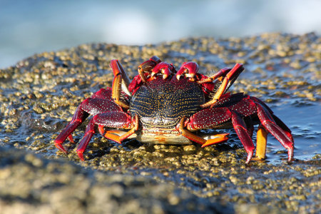 red rock crab on the rock