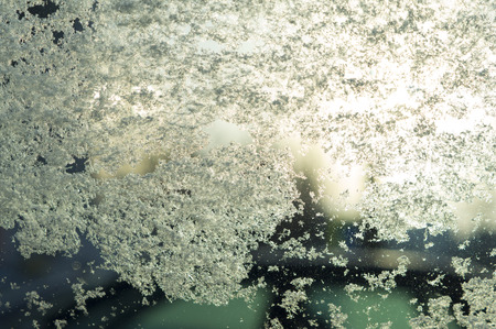Ice patterns on winter glassの写真素材