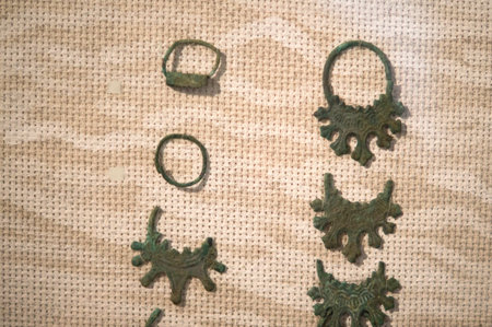 Ancient bronze earringsの写真素材