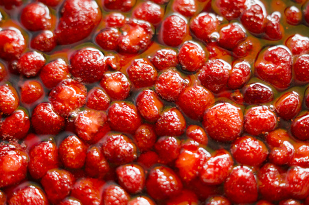 pictured strawberries in sugar syrupの写真素材