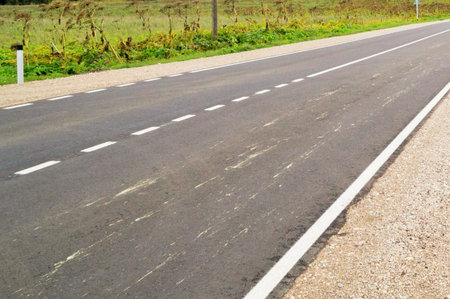 Automobile highway, which goes to the distance in the north of Russia