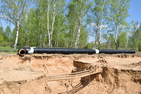 Pipeline for the water supply. Installation of underground water supply.