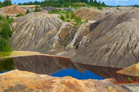mountains of red clay in the Urals.other planet. The color of iron and the atmosphere of Mars....