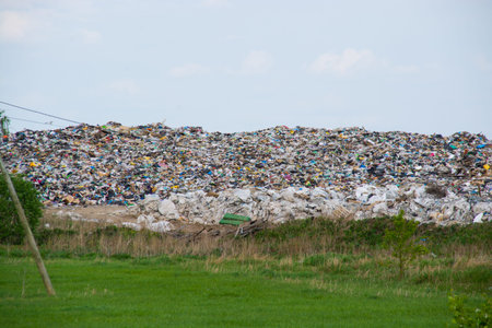 landfill of household garbage in nature.environmental disaster