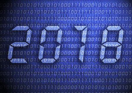 2018 word vector with blue digit backgroundの写真素材