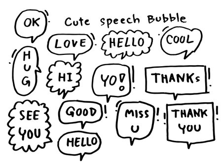 Cute speech doodle hand drawing collection , element bubbleの写真素材