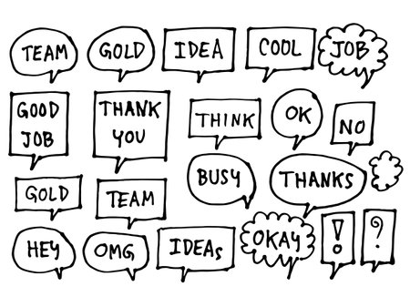 Cute speech doodle hand drawing collection , element bubbleの写真素材