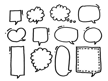 Cute speech doodle hand drawing collection , element bubbleの写真素材