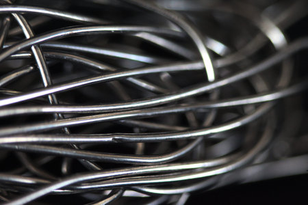 Close-up of a bunch of metal wire. Abstract background.