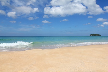 Thailand summer beach, blue sky and clear waterの写真素材