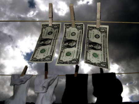 US Dollar 'hung out to dry'の写真素材