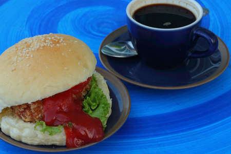 Hamburger and coffee の写真素材