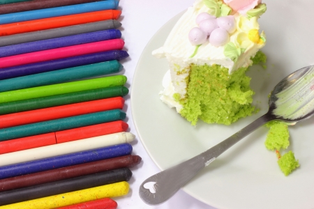 The variety of colors and cake candles の写真素材