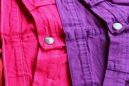 Brightly colored jeans の写真素材