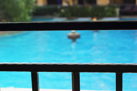 Pool with wooden floors 