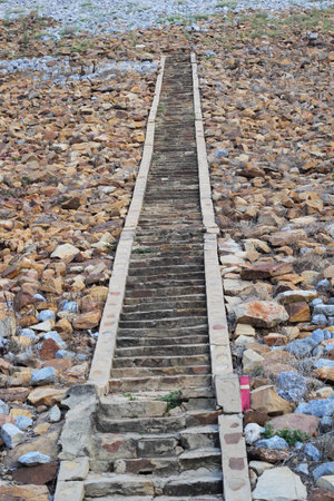 Stairs with stones.の写真素材