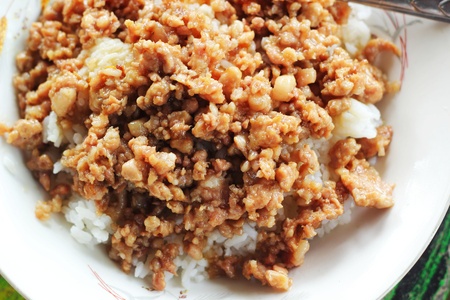 Garlic pork with rice.の写真素材