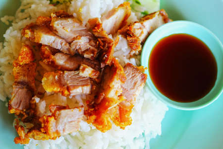 Rice crispy pork with sauce.の写真素材