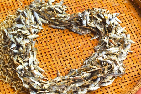 Dry fish in the marketの写真素材