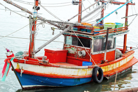 Old wooden boat at sea.