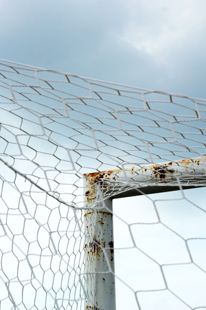 Goal football with blue sky.の写真素材