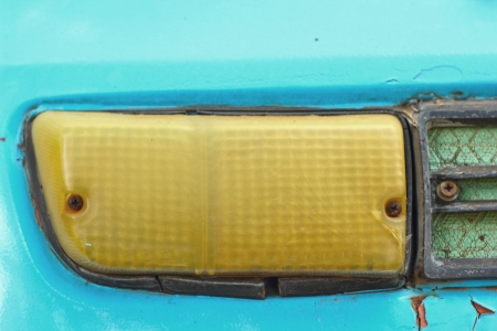 Up close of retro car headlights の写真素材