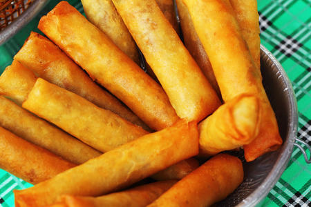 Fried spring rolls in the kitchen.の写真素材