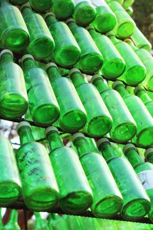 Soju bottles - green alcohol closely.の写真素材