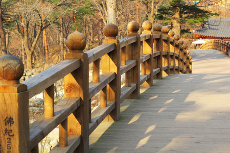 Long wooden bridge at Seoraksan Korea 