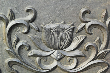 Surface of Style Bronze wall of the temple in Korea. 