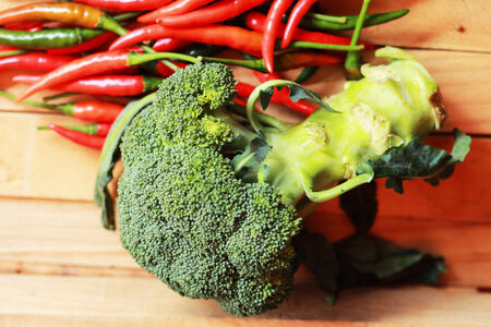 Broccoli, fresh vegetables and fresh chiliの写真素材