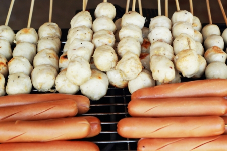 grilled meatballs in the marketの写真素材