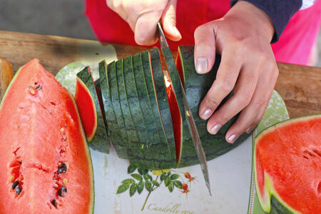 Watermelon slices on a plate.の写真素材