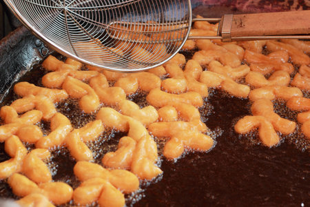 Deep-fried dough stick on the panの写真素材