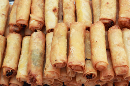 Fried spring rolls in the market