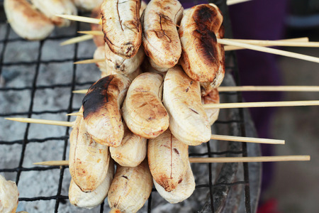 Banana toast thai sweet food.の写真素材