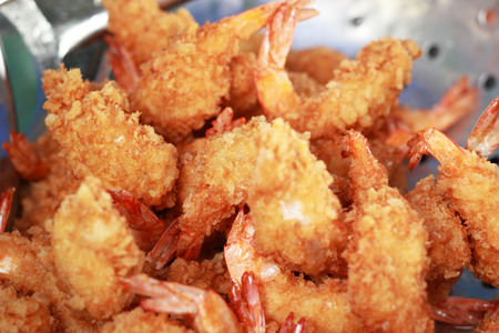 Japanese Cuisine - Tempura Shrimps fried in  the kitchen.の写真素材