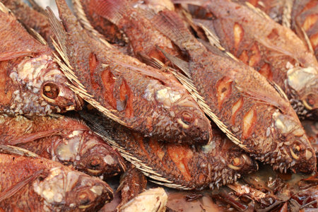 Fish fried in the market