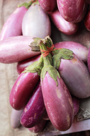 purple eggplant in the marketの写真素材