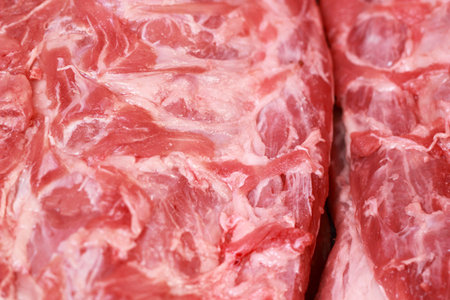 Fresh raw pork textured - in the marketの写真素材