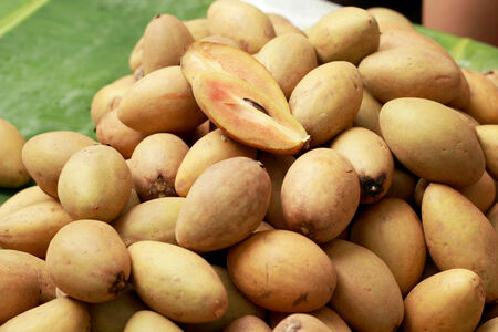Sapodilla fruit pile の写真素材