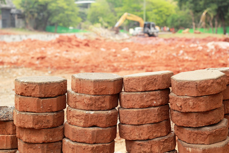 Gray brick for construction background textureの写真素材