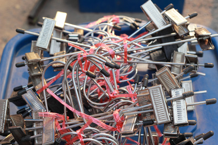 hanger from chromed metal for hanging の写真素材