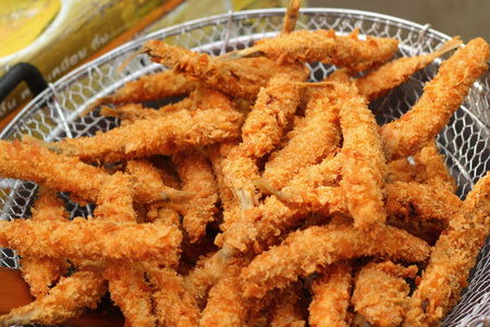 Fish fried in the marketの写真素材