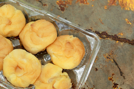 Close up of cream puffs for snackの写真素材