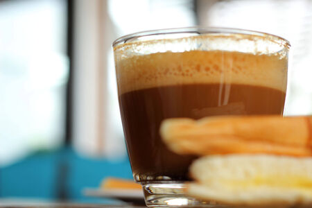 Bread and a cup of delicious coffee.の写真素材