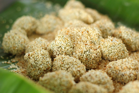 Thailand sweets - boiled sweets put sesame.の写真素材
